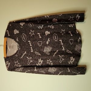 Victorias Secret Pink Womens Sleep Shirt GRL PWR Long Sleeve Cozy Black Small